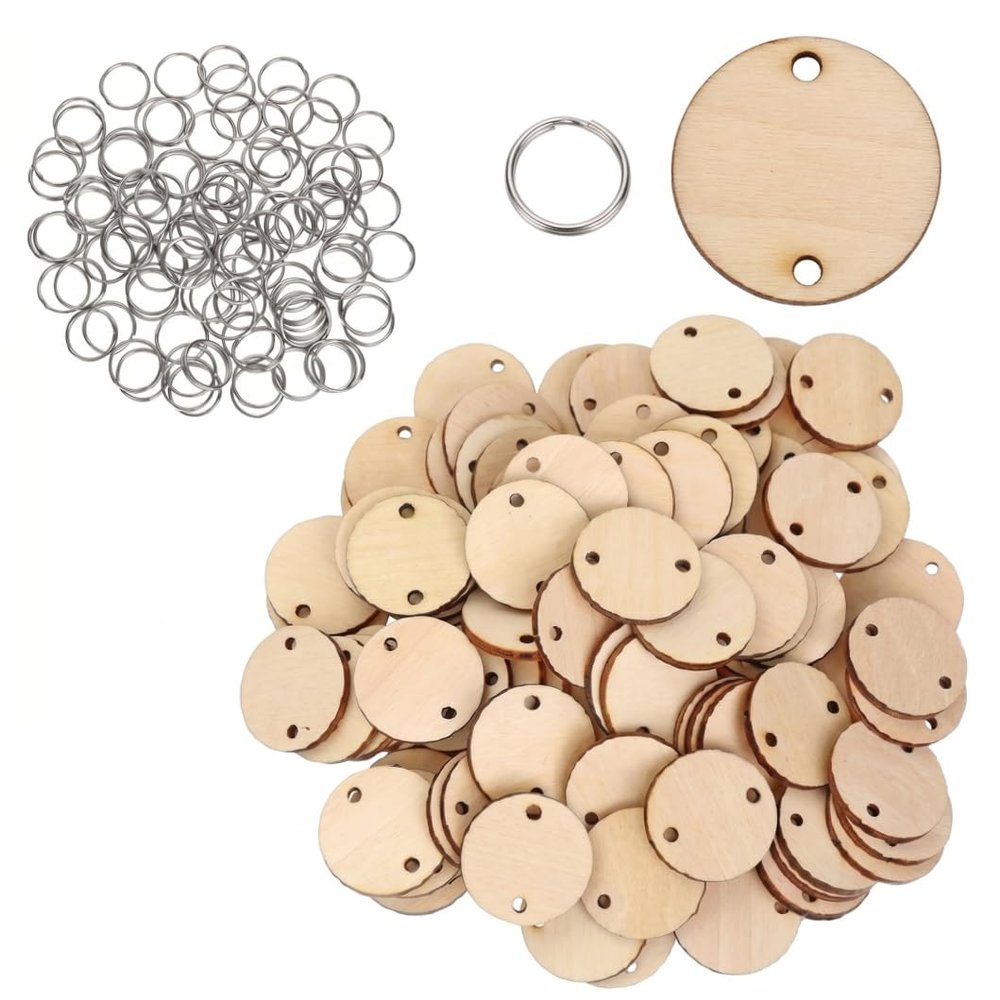 Wood Chips, 100 Round Discs for Crafting