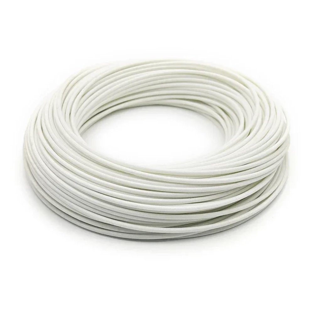 Braided Wire Cable Sleeve, Flame-Retardant Fiberglass, Insulated (White, 3.5 mm, 2 m)