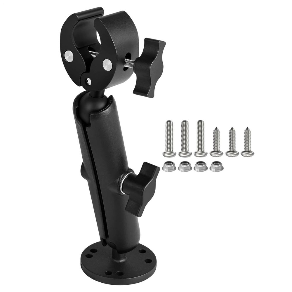 Motor Stabilizer Clamp, Rail-Mount Bracket with Adjustable Support Arm, for Boats, Kayaks, Trailers, Docks, Garages, Fishing, Transport and Storage, 10 x 2.4 in