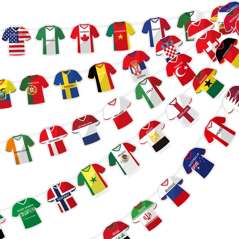 HOMAVEL 49-Flag Soccer Jersey-Design Pennant Banner, 20 m, World Cup 2026