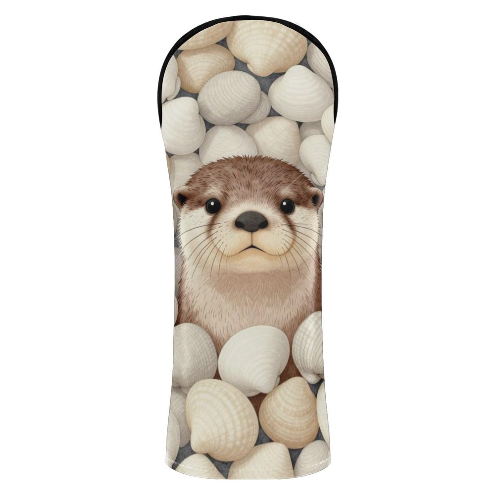 Cute Otter Golf Club Headcovers in Clamshells, Premium Leather, Interchangeable Numbers for Driver, Fairway Wood and Hybrid