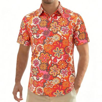 Men's Hawaiian Hippie Shirt, 70s/80s Style, Short Sleeve