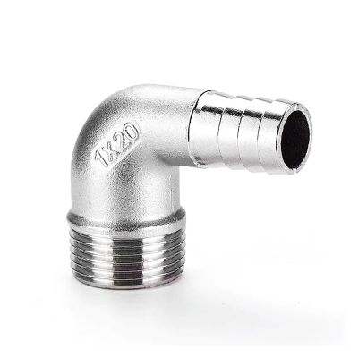 PKNVKZIDK 1-Piece 1/2" BSPT Male 10 mm Hose Tail 90° Elbow Connector, SS304 Stainless Steel