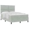 HETFTJN Fabric Box Spring Bed Frame with Adjustable Headboard, Light Gray view 1