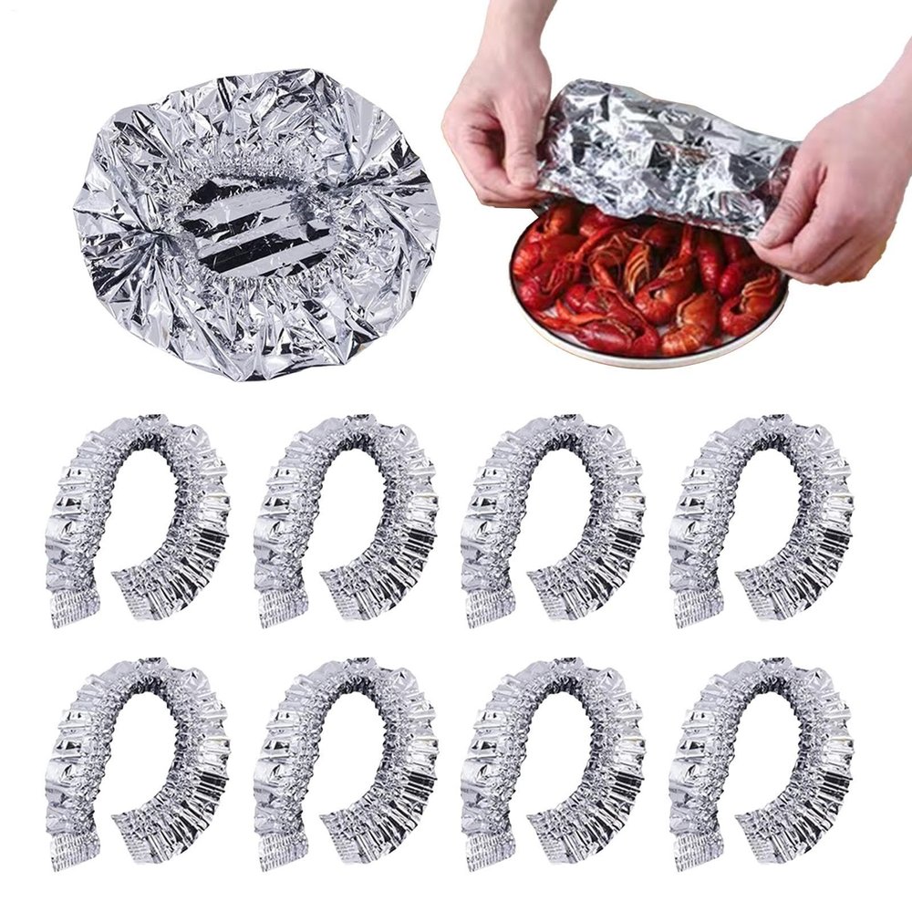 Stretchable Bowl Covers - 10 Pack Reusable Aluminum Foil Lids