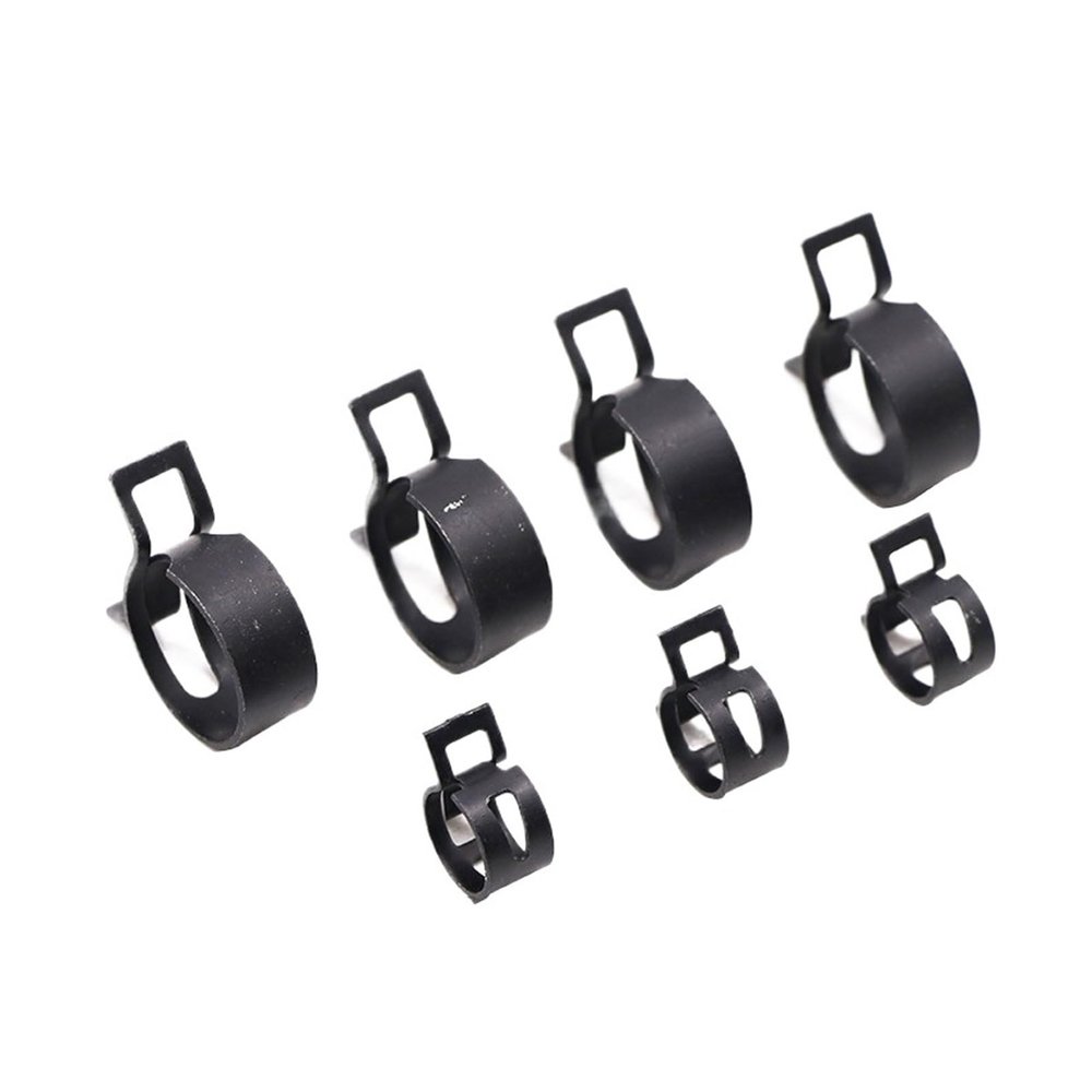 Spring Hose Clamps, 10-Pack, Black, M6–M30, Galvanized Steel (M25)