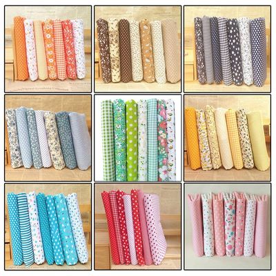 EasyByMall 7-Piece Pre-Cut Cotton Quilt Fabric Bundle