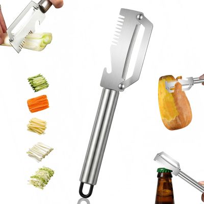 Multifunctional Vegetable Peeler with Fish-Scale Scraper and Bottle Opener