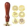 YPBEW Flower Seal Stamp Set with Wooden Handle, 6 Pieces view 1