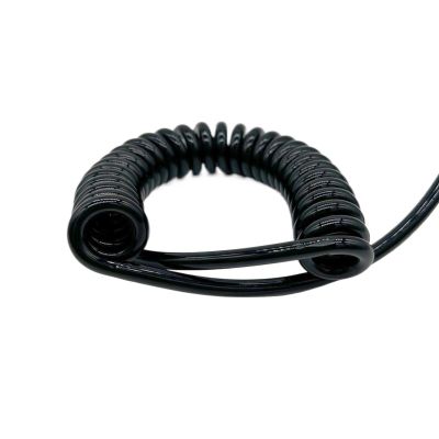 GRASAKY 3-Core 20 AWG Black Coiled Telescopic Spring Cable, 0.5 mm², Flexible Electrical Extension Cable (Stretches to 6 m)