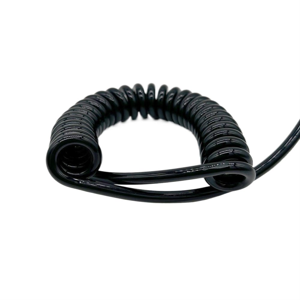 GRASAKY 3-Core 20 AWG Black Coiled Telescopic Spring Cable, 0.5 mm², Flexible Electrical Extension Cable (Stretches to 6 m)