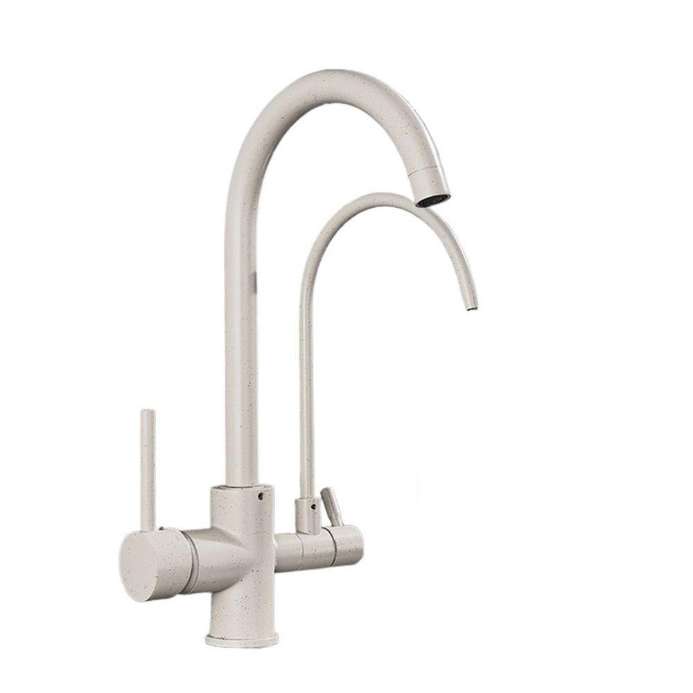 CLMJHG MOCHAMIK Kitchen Faucet, Gold/Black/Chrome, Pull-Down Filter, 2/3-Way Mixer, Hot/Cold Water, Beige with Dots