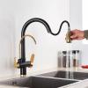 CLMJHG MOCHAMIK Kitchen Faucet, Gold/Black/Chrome, Pull-Down Filter, 2/3-Way Mixer, Hot/Cold Water, Beige with Dots view 3