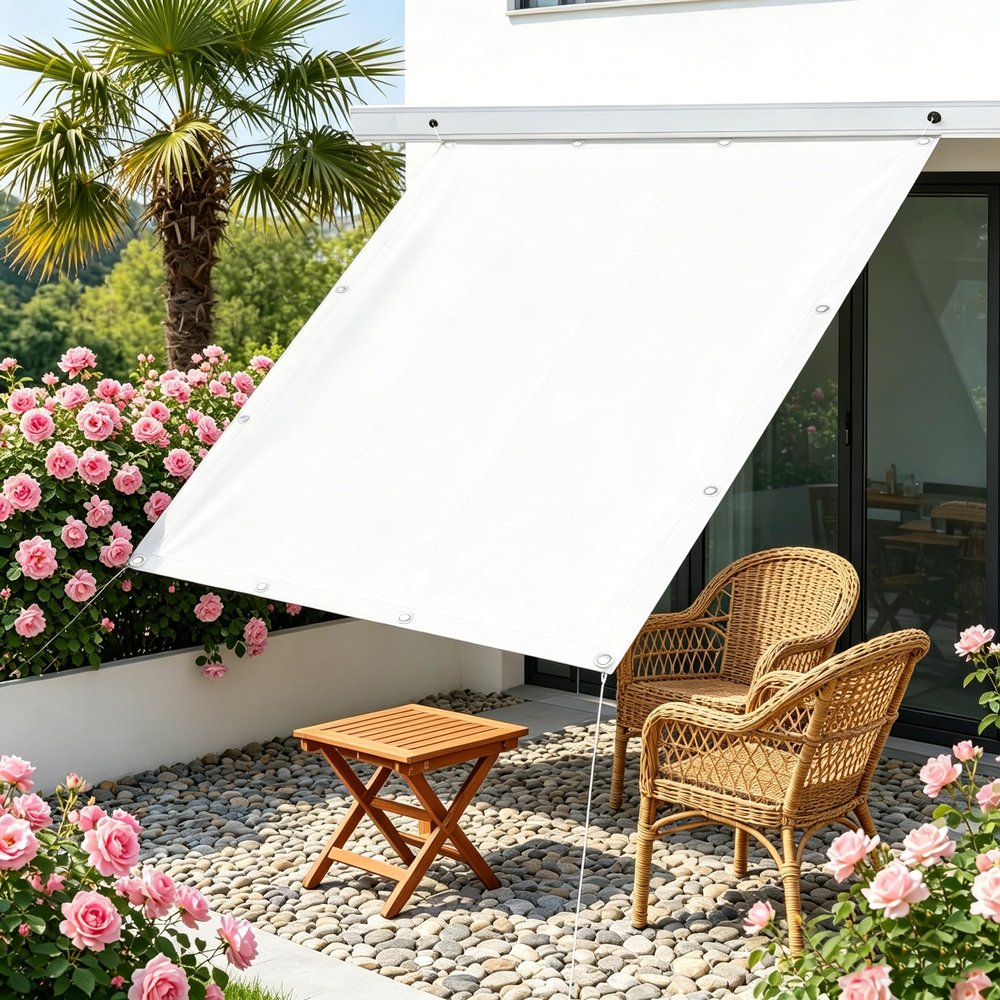 AUWUUA Small Rectangular Sun Shade Sail 1.4 x 1.6 m, White