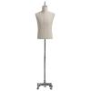 Men’s Mannequin Torso with Metal Wheels and Adjustable Stand, White, Medium view 1