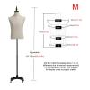 Men’s Mannequin Torso with Metal Wheels and Adjustable Stand, White, Medium view 4