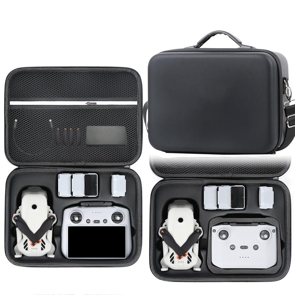 Case for DJI Lito X1, Lito 1, RC 2, RC N3, PU Travel Carrying Case with Shoulder Strap, Black