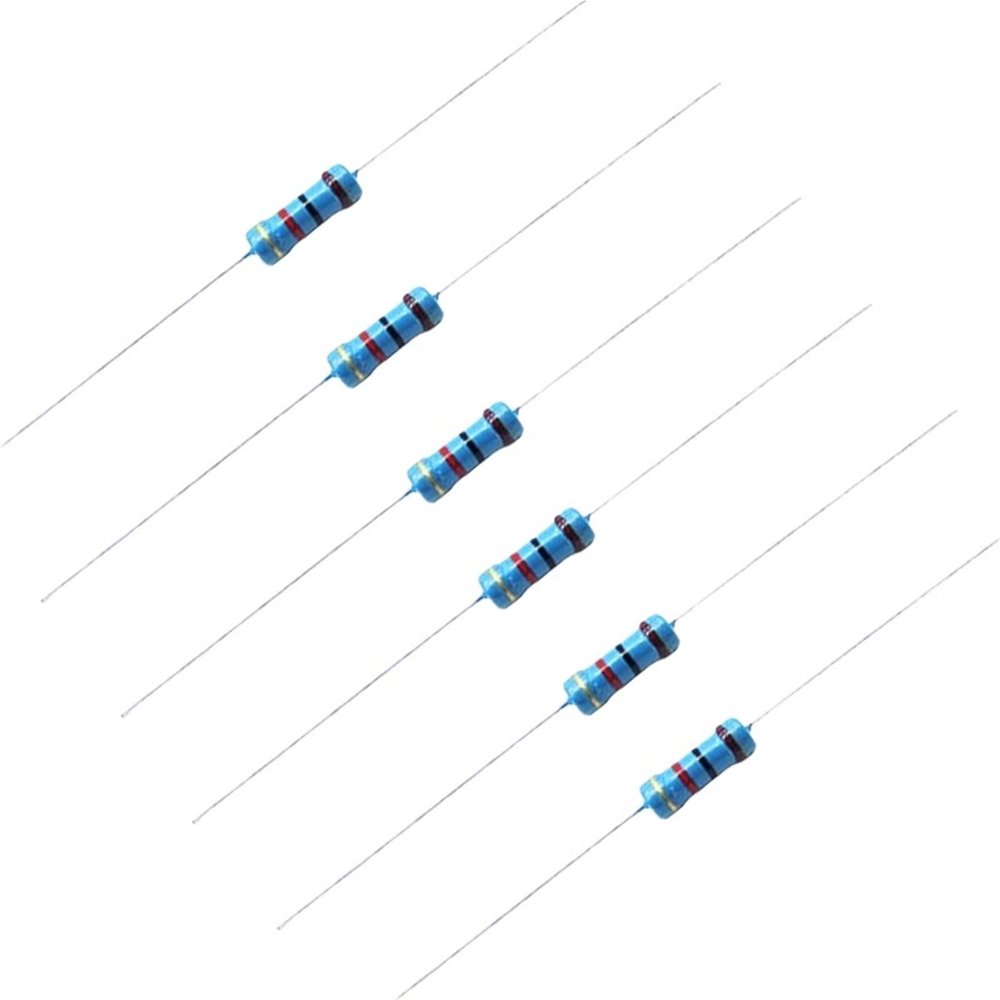 RISWEKFW 50-Piece 1/2 W Carbon Film Resistor Set, Four-Color, Round, 1 M to 8.2 M (5.1 M)