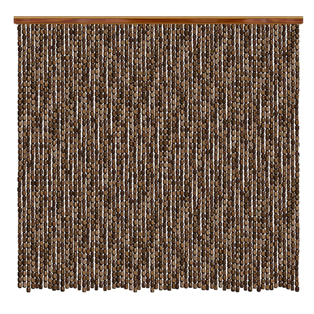 GJMSSMY Natural Wood Bead Door Curtain, Bamboo Room Divider, 140 Strands, 140 x 200 cm