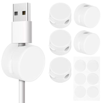 Healvian 6-Pack Magnetic ABS Cable Clips with Adhesive Backing, White