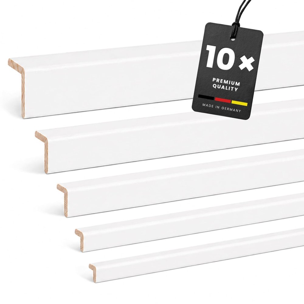 KGM Angle Strips – Solid White-Painted Pine Wood – 2400 x 33 x 19 mm – 10-Pack