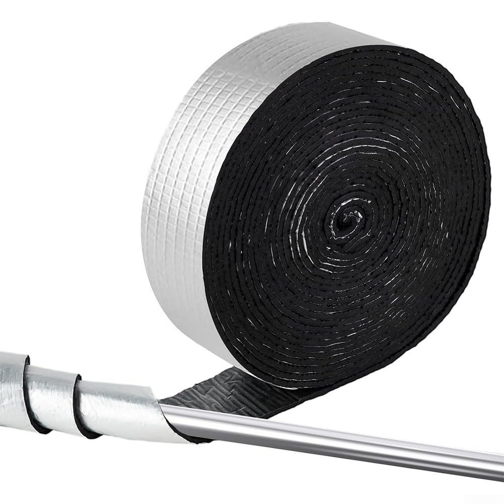 Thermal Pipe Wrap Insulation Tape, 91.3 cm, 2.4 m, with Fire-Retardant Aluminum Foil Layer and Strong Adhesion for Outdoor Pipes