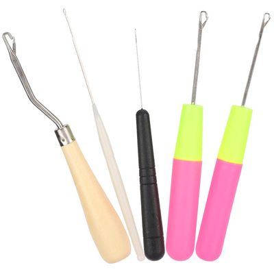 RIZGHWOY 5-Piece Latch Hook Set, Crochet Tools and Rug-Making Accessories with Wood, Plastic and Aluminum Alloy Hooks