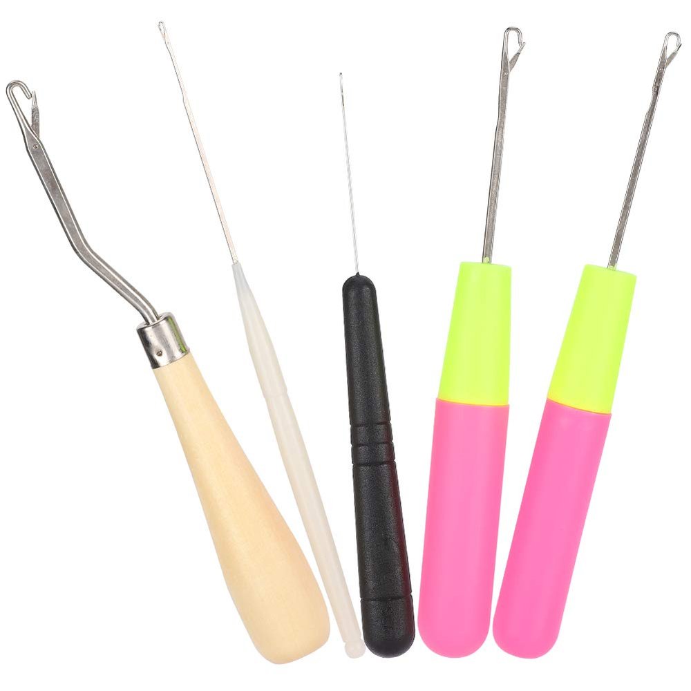 RIZGHWOY 5-Piece Latch Hook Set, Crochet Tools and Rug-Making Accessories with Wood, Plastic and Aluminum Alloy Hooks
