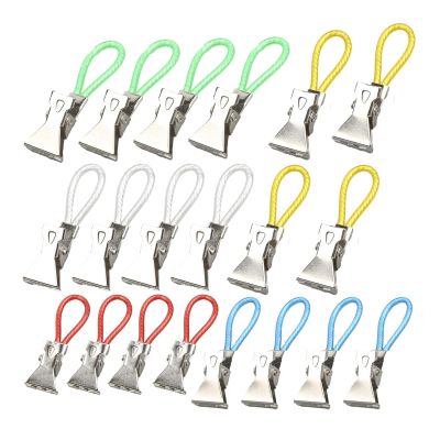20 Colorful Stainless Steel Towel Clips for Kitchen and Bathroom