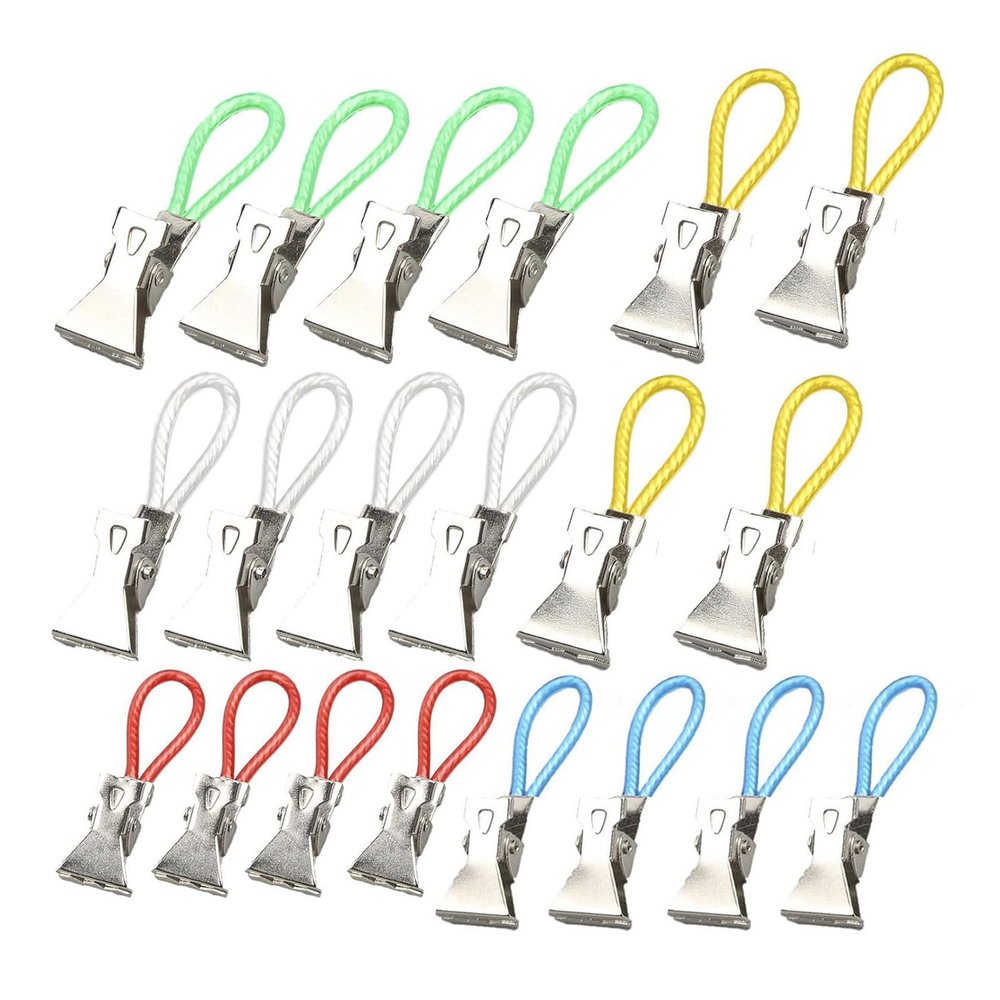 20 Colorful Stainless Steel Towel Clips for Kitchen and Bathroom