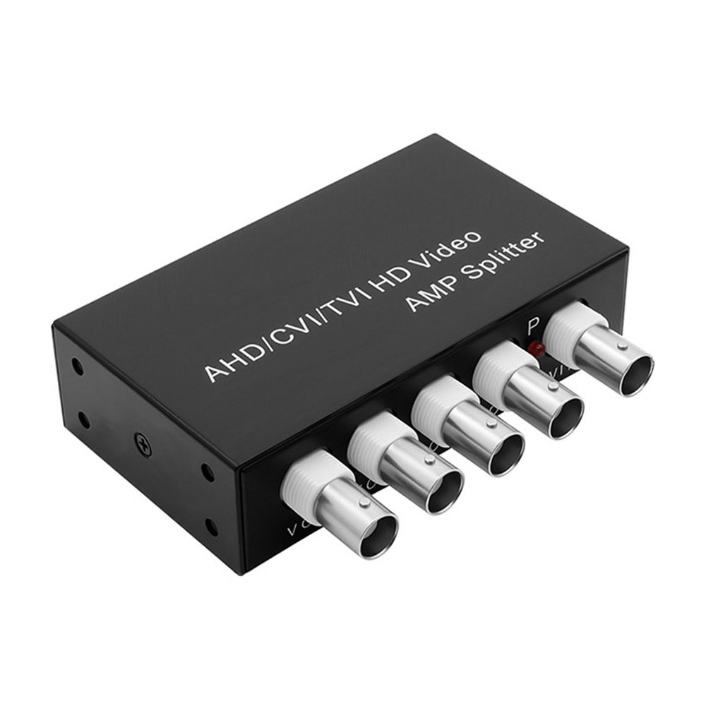 YPBEW 1-in-4-Out Video Distributor, 1-Channel-to-2-Channel Splitter for Split Visual Display in Surveillance Applications, CCTV Video Distributor Box