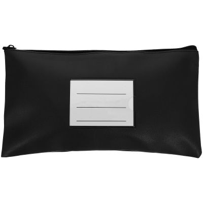 KICHOUSE Black PU Leather Zipper Organizer for Cash and Documents, Portable Money Bag for Office