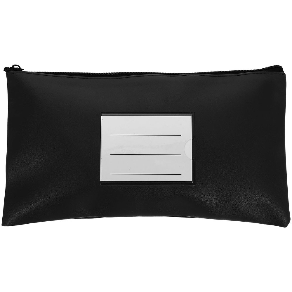 KICHOUSE Black PU Leather Zipper Organizer for Cash and Documents, Portable Money Bag for Office