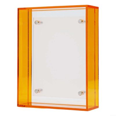 Transparent Acrylic Picture Frame, 109 x 140 cm, Frameless Picture Holder with Spacers for Home, Office, Wall Decor, Yellow (Orange)