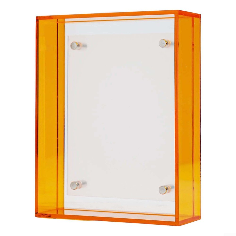 Transparent Acrylic Picture Frame, 109 x 140 cm, Frameless Picture Holder with Spacers for Home, Office, Wall Decor, Yellow (Orange)