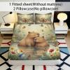 3D Capybara Fitted Sheet, Microfiber, Deep Pocket, 120 x 200 x 25 cm view 2