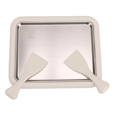 Naroote Rolled Ice Cream Maker, DIY Stainless Steel Ice Cream Roll Tray with 2 Scrapers