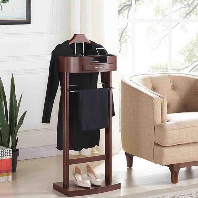 Suit Valet Stand with Tray and Drawer