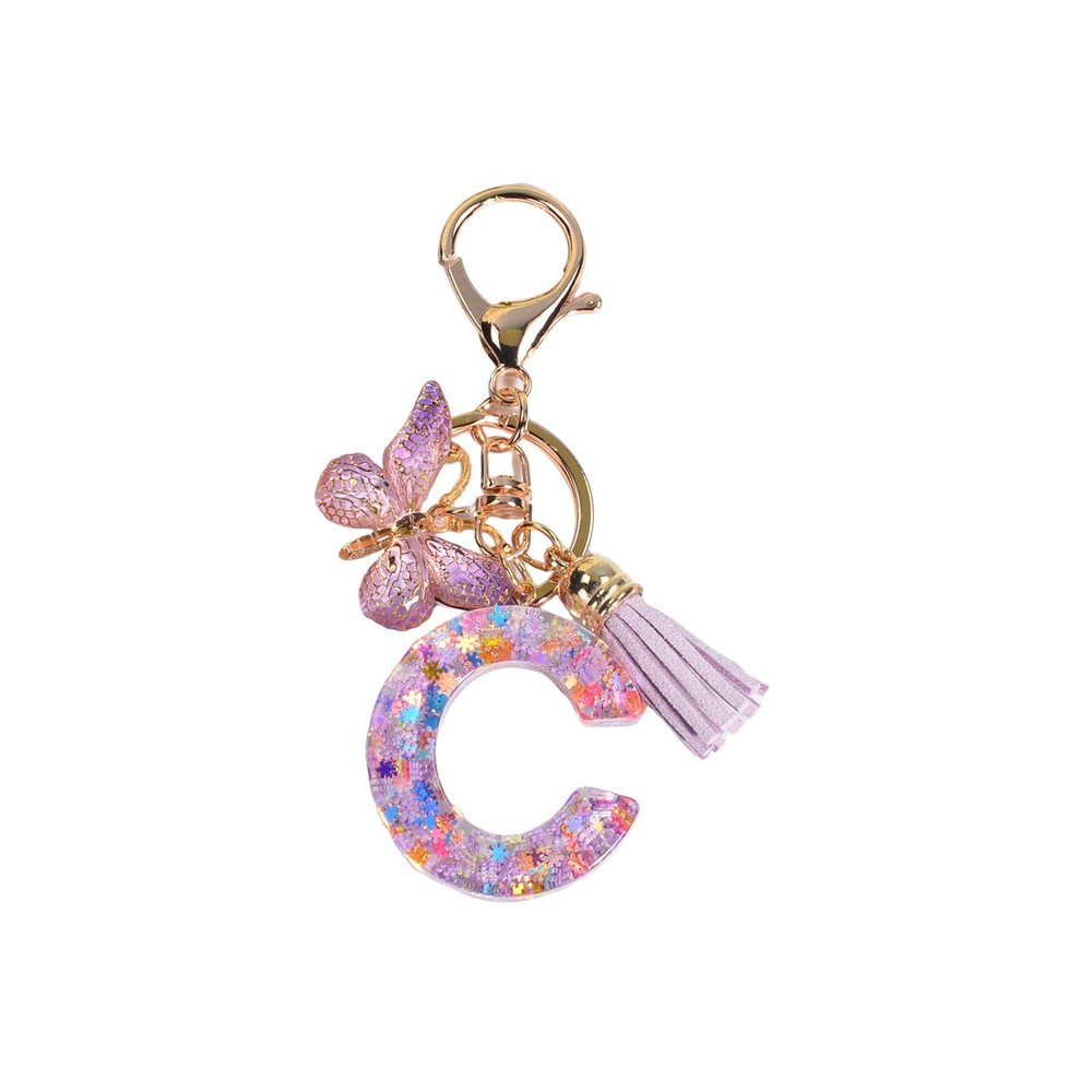 Yunmeryker Letter Keychain, Butterfly Key Ring and Bag Charm