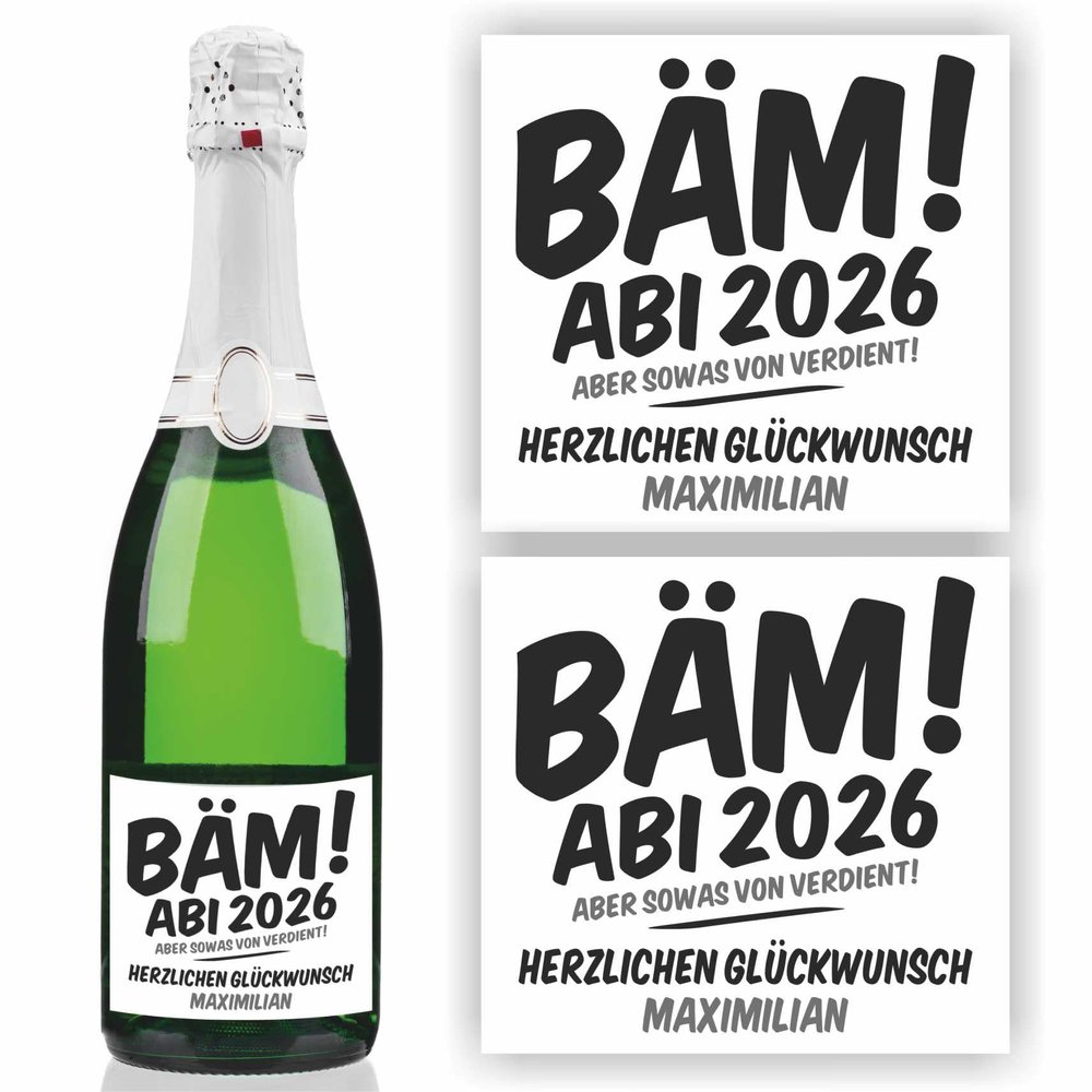 2 Stickers for Champagne Bottle, Graduation 2026