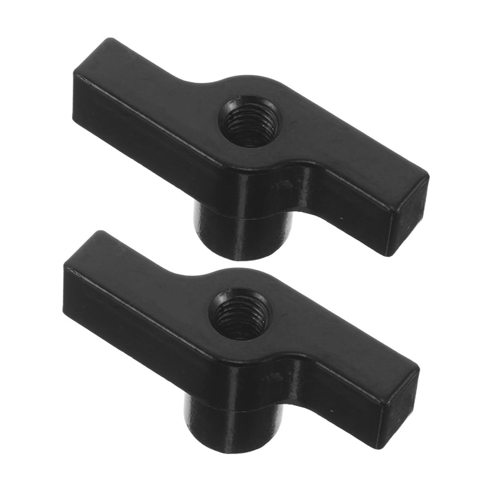 VALICLUD 2-Piece Black Aluminum Alloy T-Knob Wing Nuts for Stage Lighting