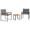 PUGYNBK 3-Piece Modern Patio Furniture Set, Light Gray, Acacia Wood and Steel view 1