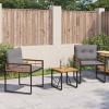 PUGYNBK 3-Piece Modern Patio Furniture Set, Light Gray, Acacia Wood and Steel view 2