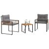 PUGYNBK 3-Piece Modern Patio Furniture Set, Light Gray, Acacia Wood and Steel view 3