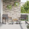 PUGYNBK 3-Piece Modern Patio Furniture Set, Light Gray, Acacia Wood and Steel view 4