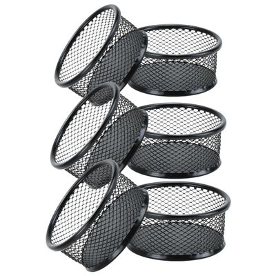 GLEAVI Paper Clip Holder, Elegant Organizer, 6-Piece Set, Black Iron Mesh