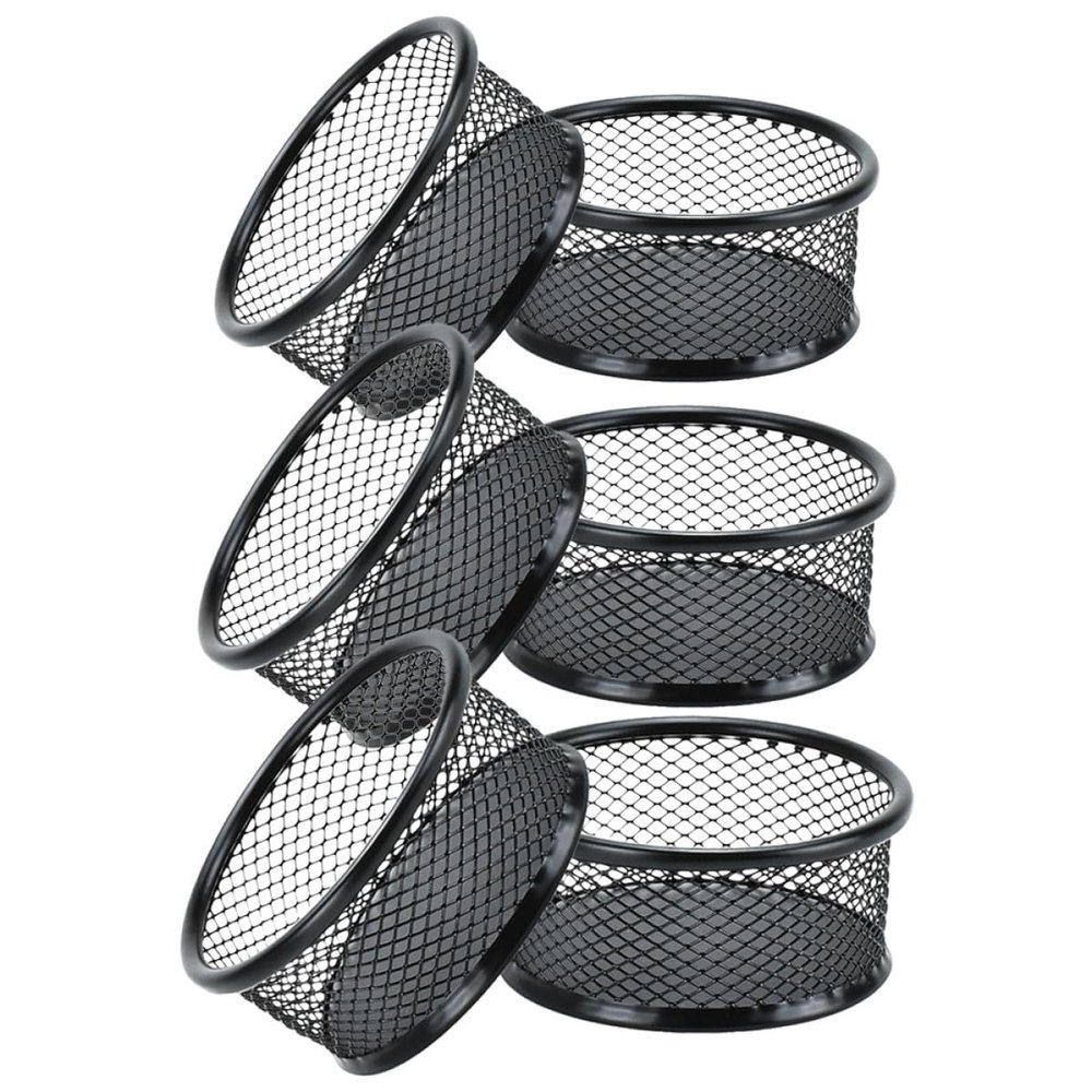 GLEAVI Paper Clip Holder, Elegant Organizer, 6-Piece Set, Black Iron Mesh