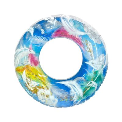 75 cm Inflatable Glitter Swim Ring for Adults with Sequins and Feathers