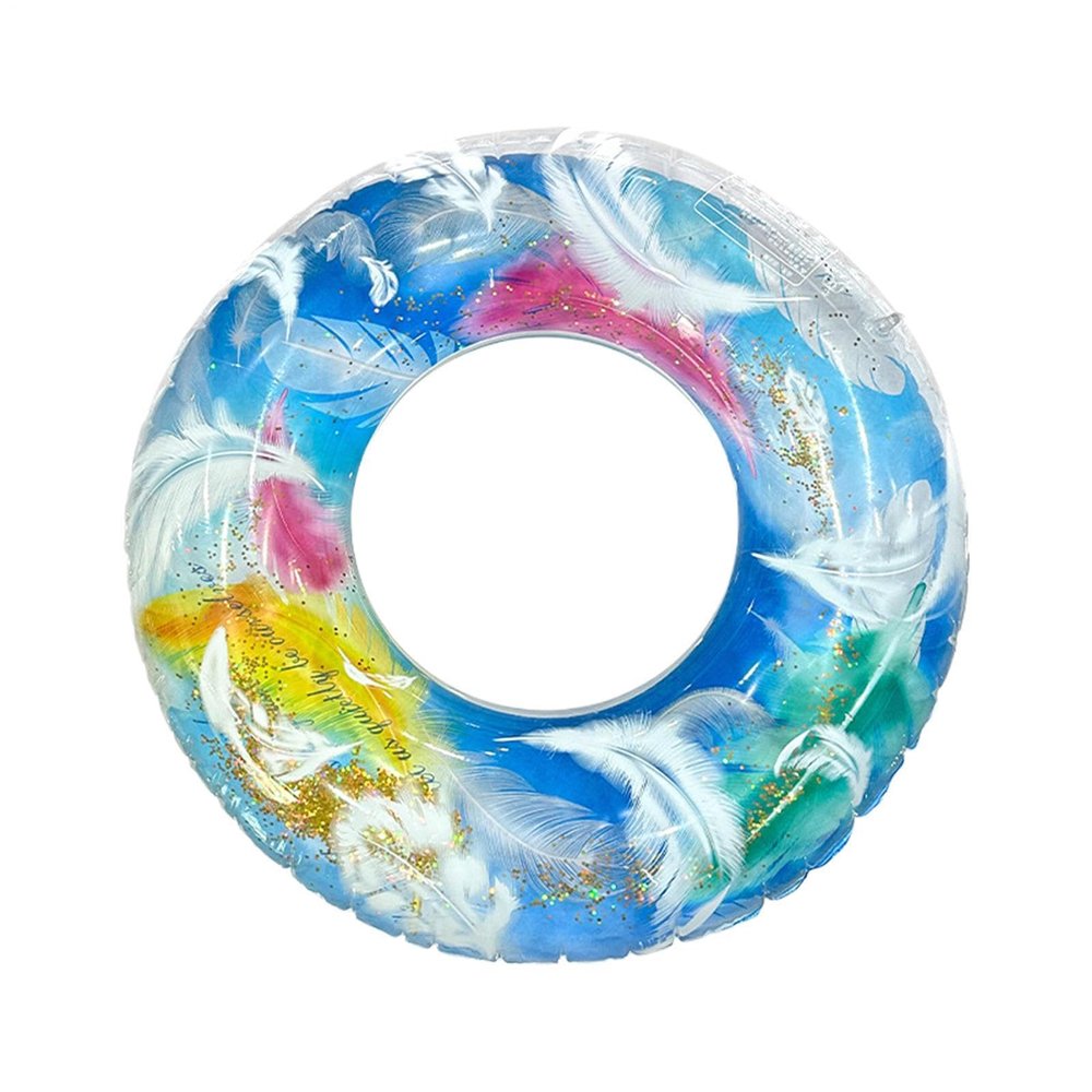 75 cm Inflatable Glitter Swim Ring for Adults with Sequins and Feathers