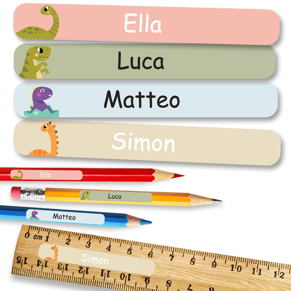 Personalized Dinosaur Name Stickers for School, 75 Pieces